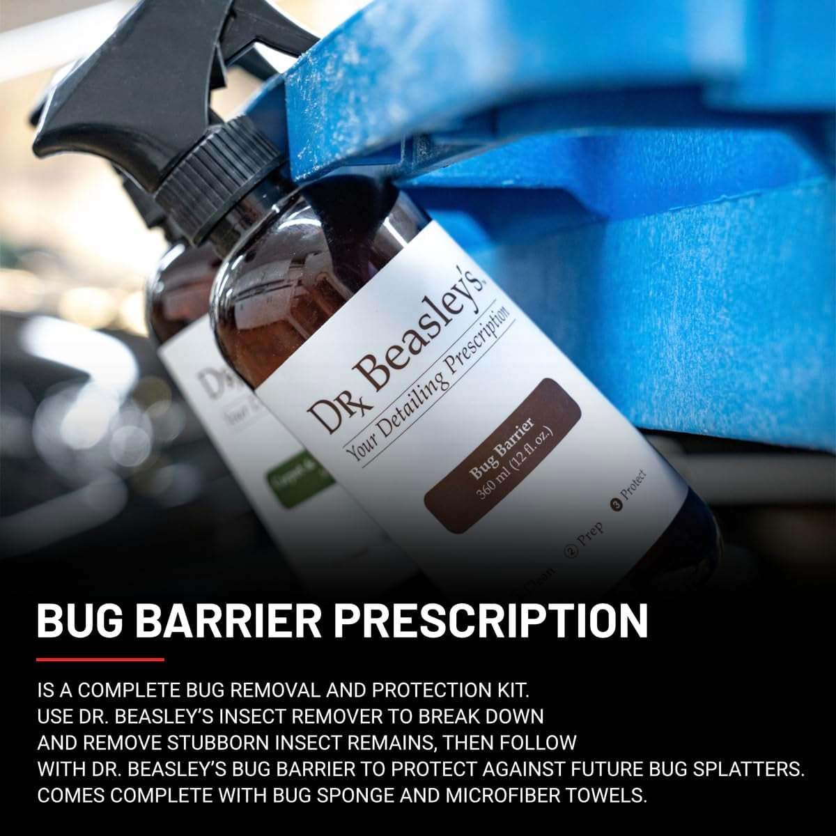 Bug Barrier Prescription for Auto - Complete Bug Removal and Protection, Breaks down and Removes Stubborn Stains, Includes Sponge and Towels