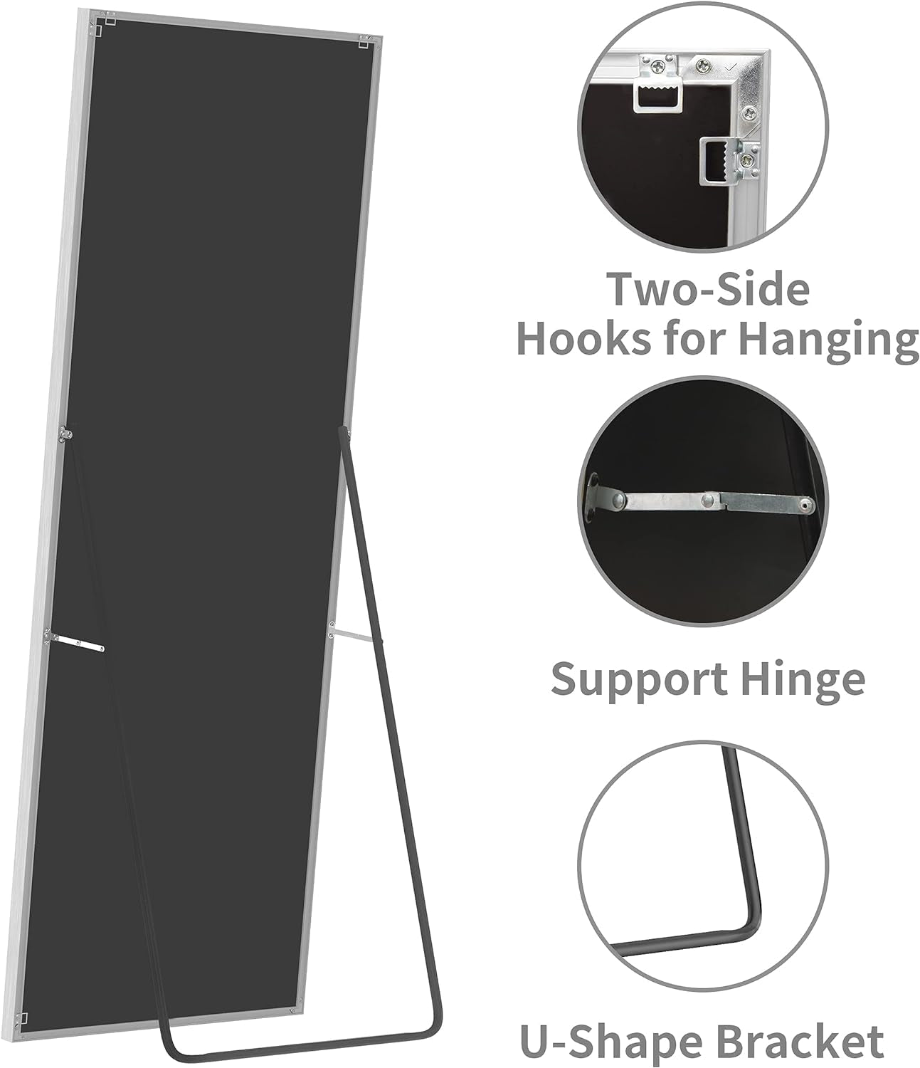 Stylish 65x22 Inch Full Length Beveled Floor Mirror with Al-Alloy Thickened Frame - Perfect for Any Room!