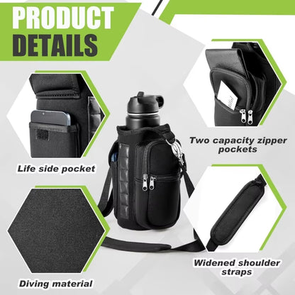 Magnetic Water Bottle Holder: Ultimate Gym Carrier Bag with Phone Pocket & Shoulder Strap - 6 Strong Magnets for Easy Access