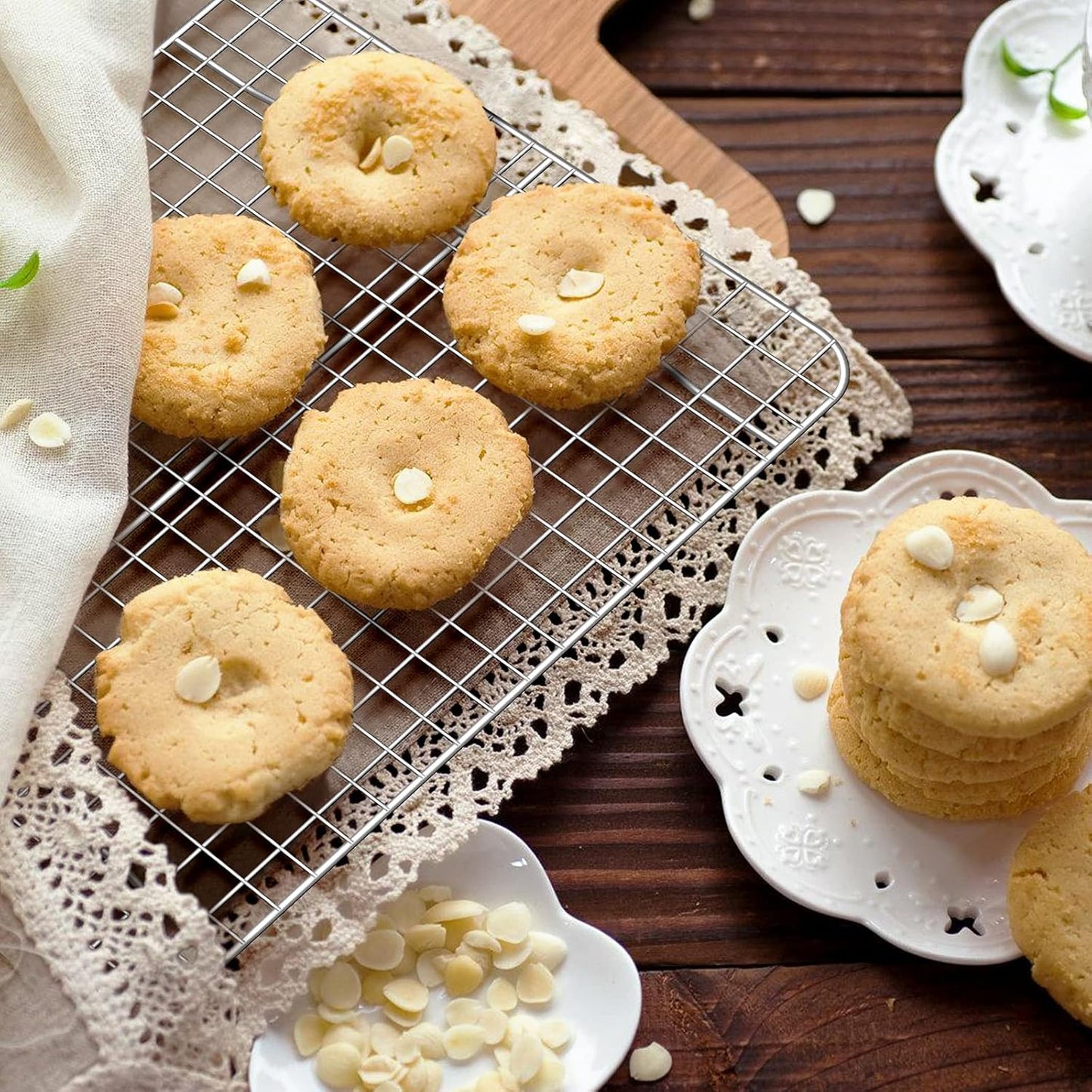 Premium 4-Piece Baking Sheet and Cooling Rack Set - Heavy Duty Stainless Steel, 12-Inch Cookie Trays, Non-Toxic & Dishwasher Safe