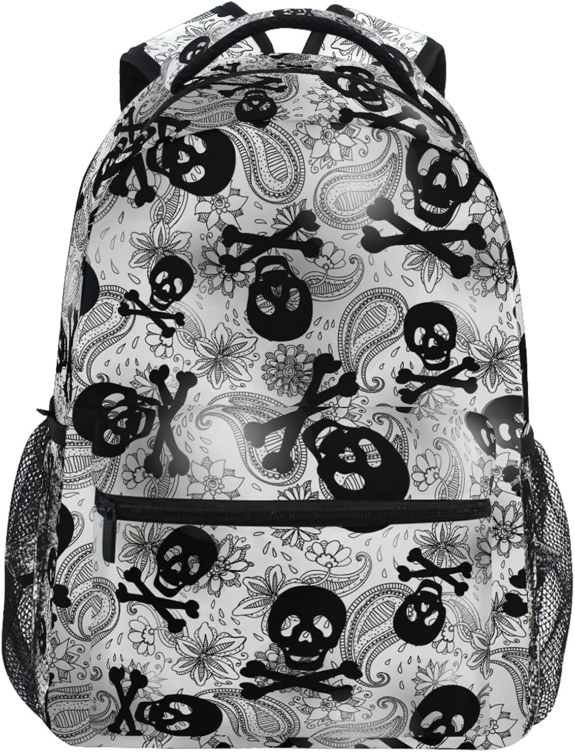 Gothic Skull Black Backpack - Stylish College & Business Laptop Bag for Teens and Adults