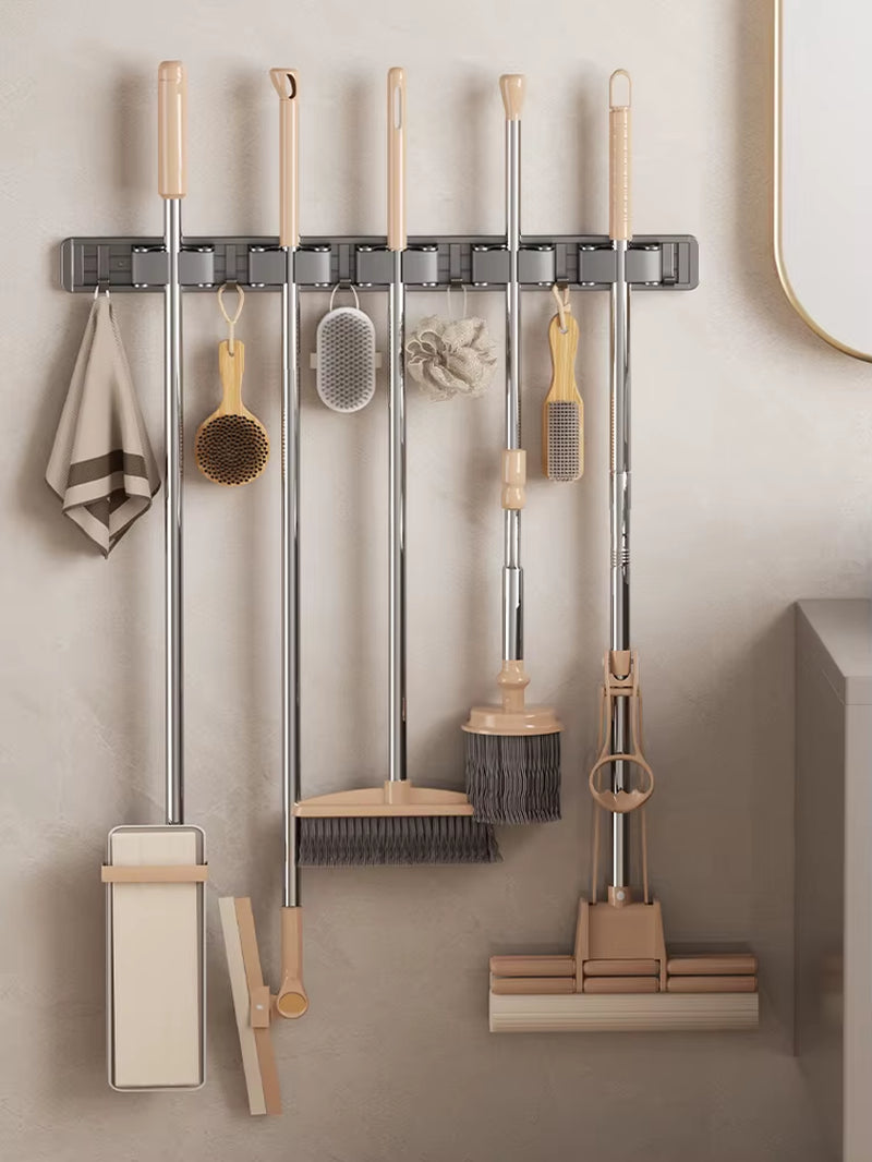 Maximize Your Space with Our Stylish Wall-Mounted Mop and Broom Rack!
