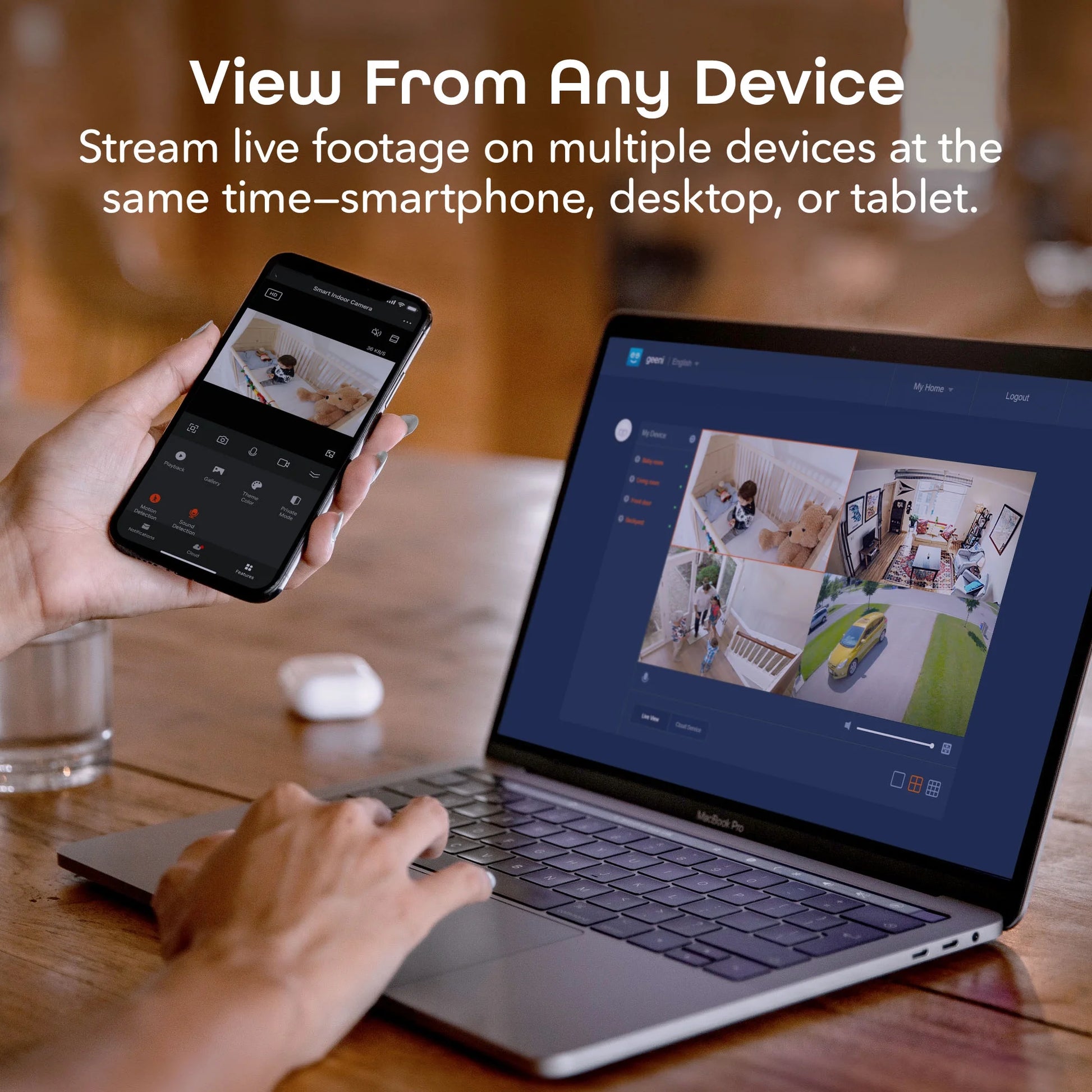 1080P HD Video Surveillance Camera with Motion Detection, 2-Way Audio, Black