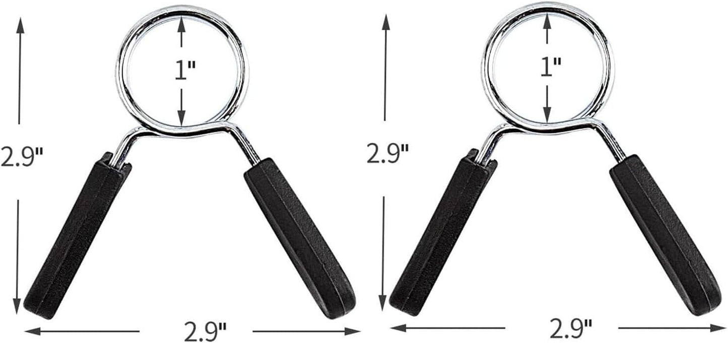 Barbell Clamps Dumbbell Spring Clip Circlip Collars 1 Inch Black and Silver
