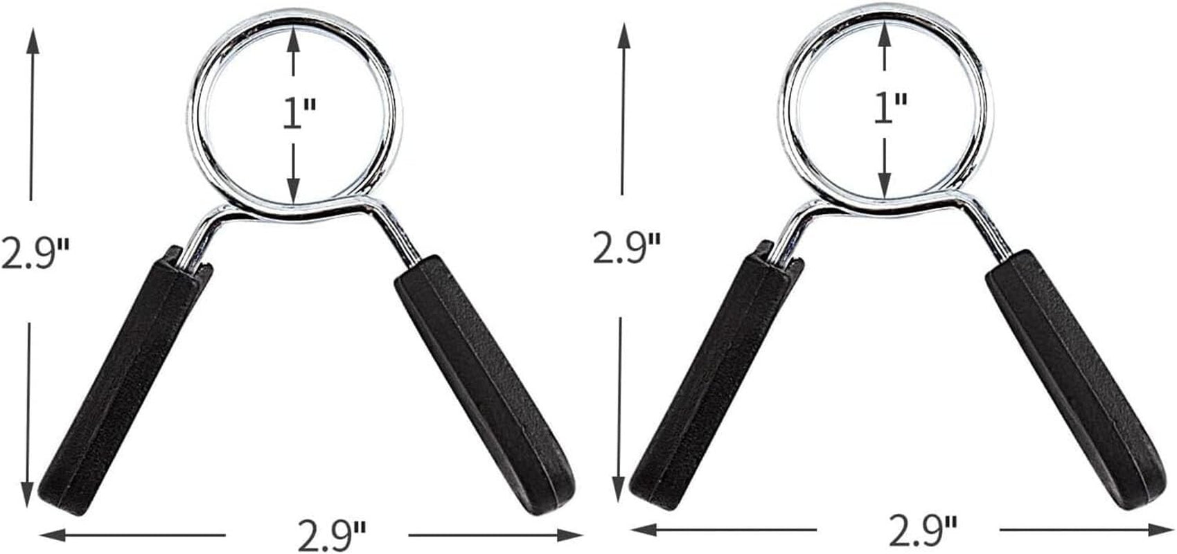 Barbell Clamps Dumbbell Spring Clip Circlip Collars 1 Inch Black and Silver