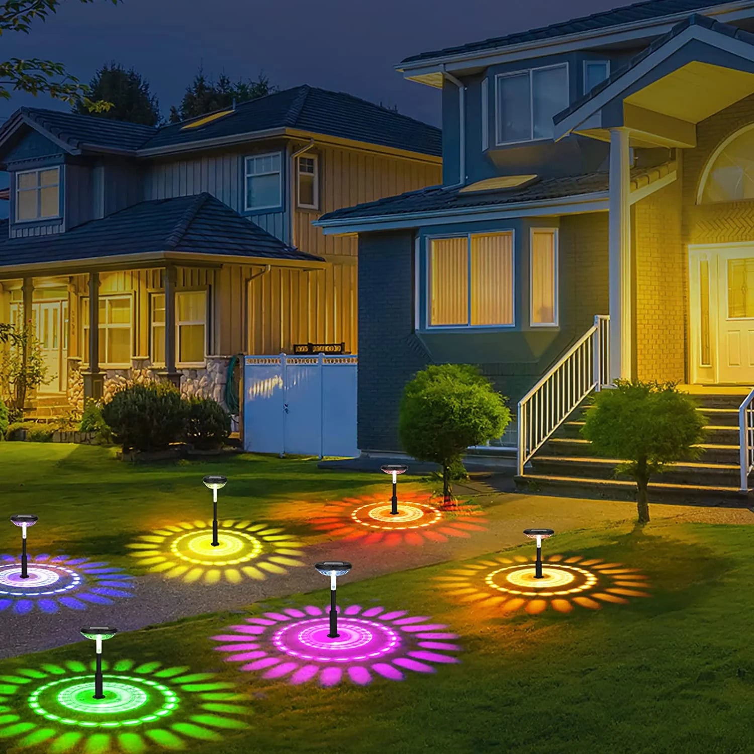 Brighten Your Outdoors: 6 Pack of Color Changing Waterproof Solar Pathway Lights for Walkways, Yards, Gardens, and Patios