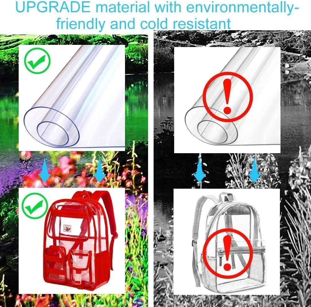 3Pcs Clear Backpack for Girls, Transparent Bookbag Heavy Duty See through Backpacks