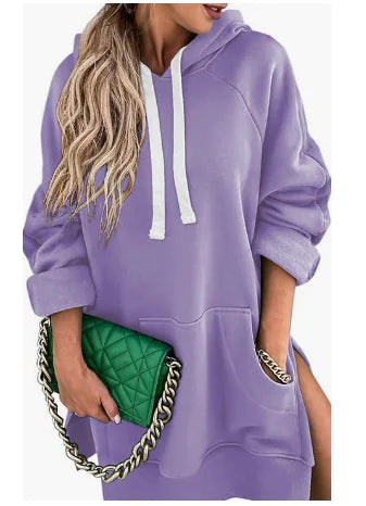 Oversized Hoodie Side Slit - Lavender