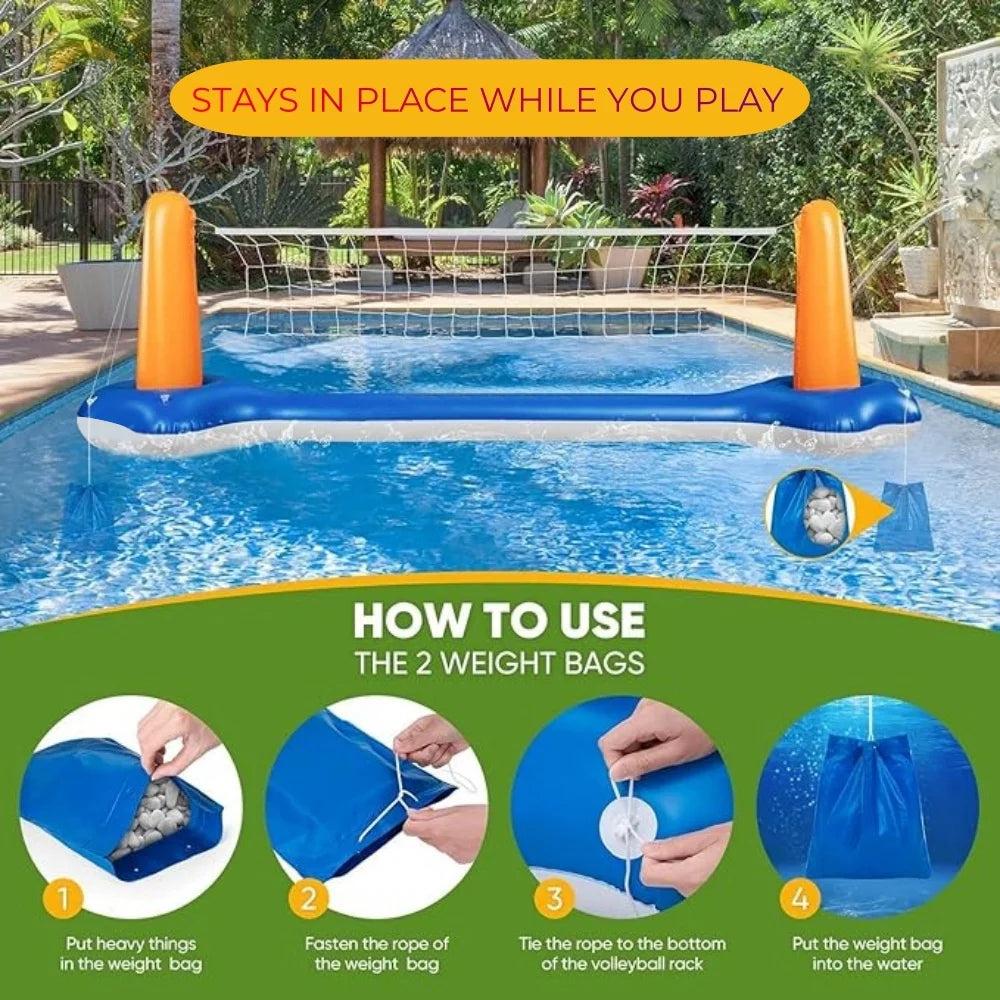 Pool Volleyball Net Basketball Hoop Inflatable Pool Floats Toys Swimming Water Games for Adults,Orange
