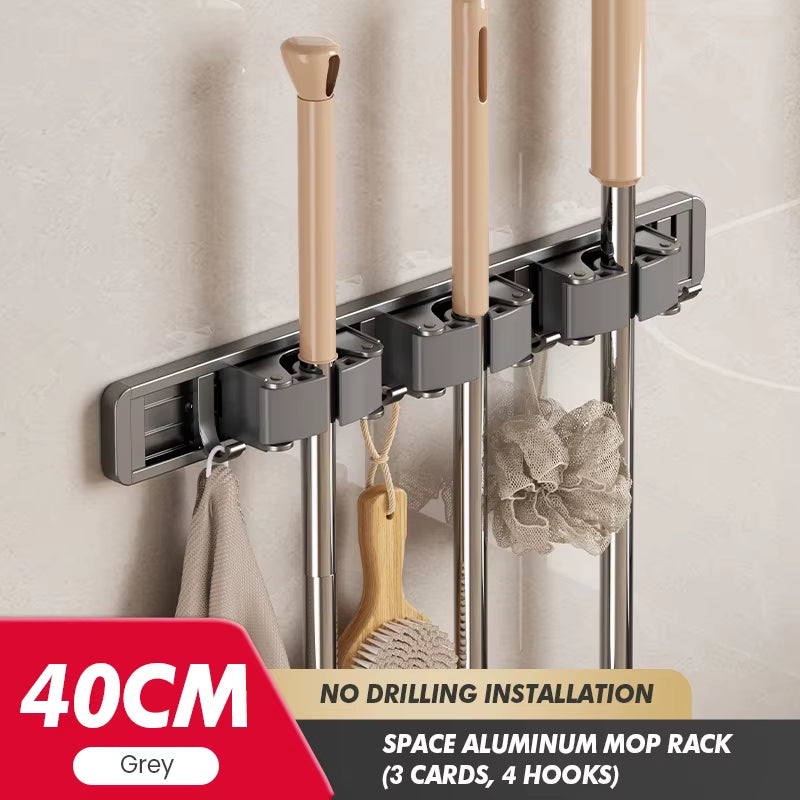 Maximize Your Space with Our Stylish Wall-Mounted Mop and Broom Rack!