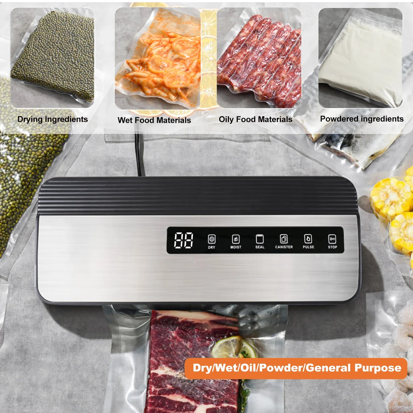 Ultimate Vacuum Sealer Machine - Compact Food Preservation System with Cutter, Hose Attachment, and 20 Sealer Bags for Perfect Sous Vide and Food Storage