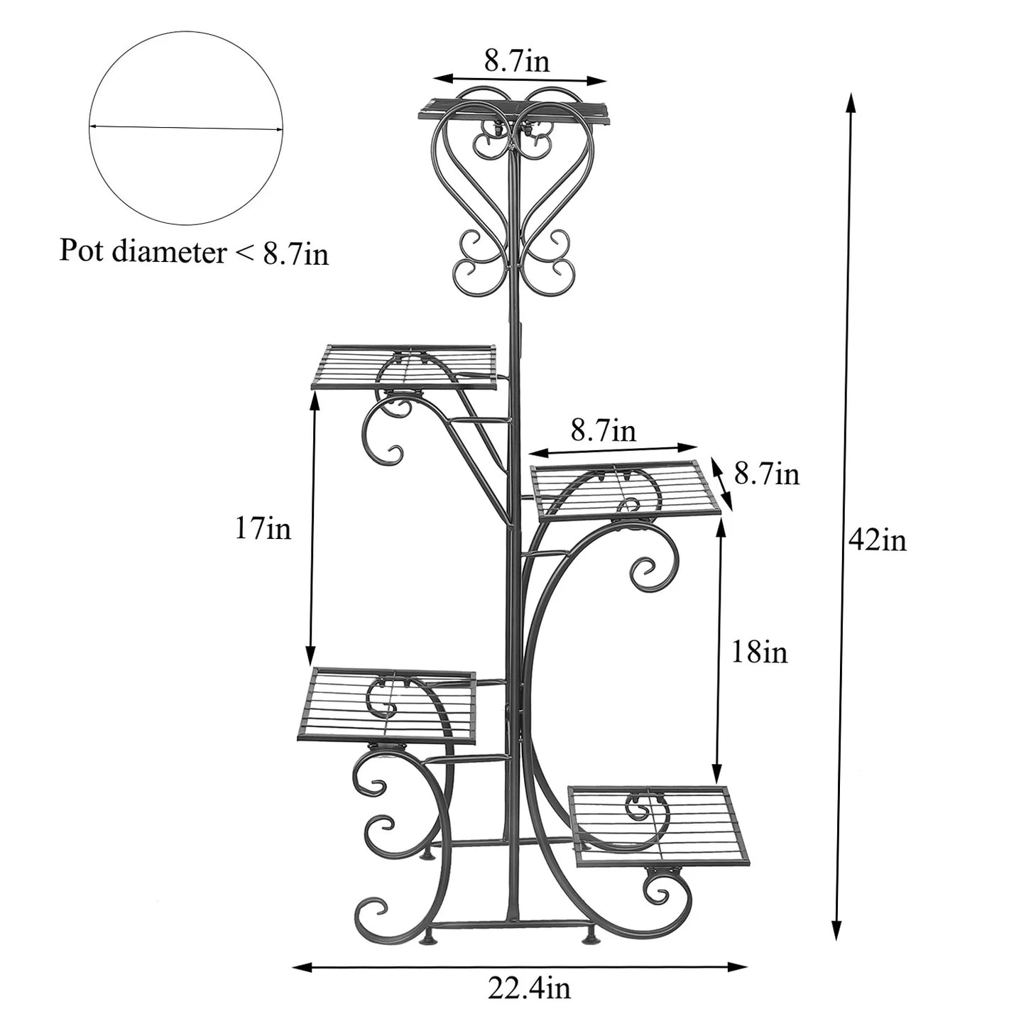Elevate Your Greenery: 5-Tier Indoor & Outdoor Metal Plant Stand for Stunning Floral Displays