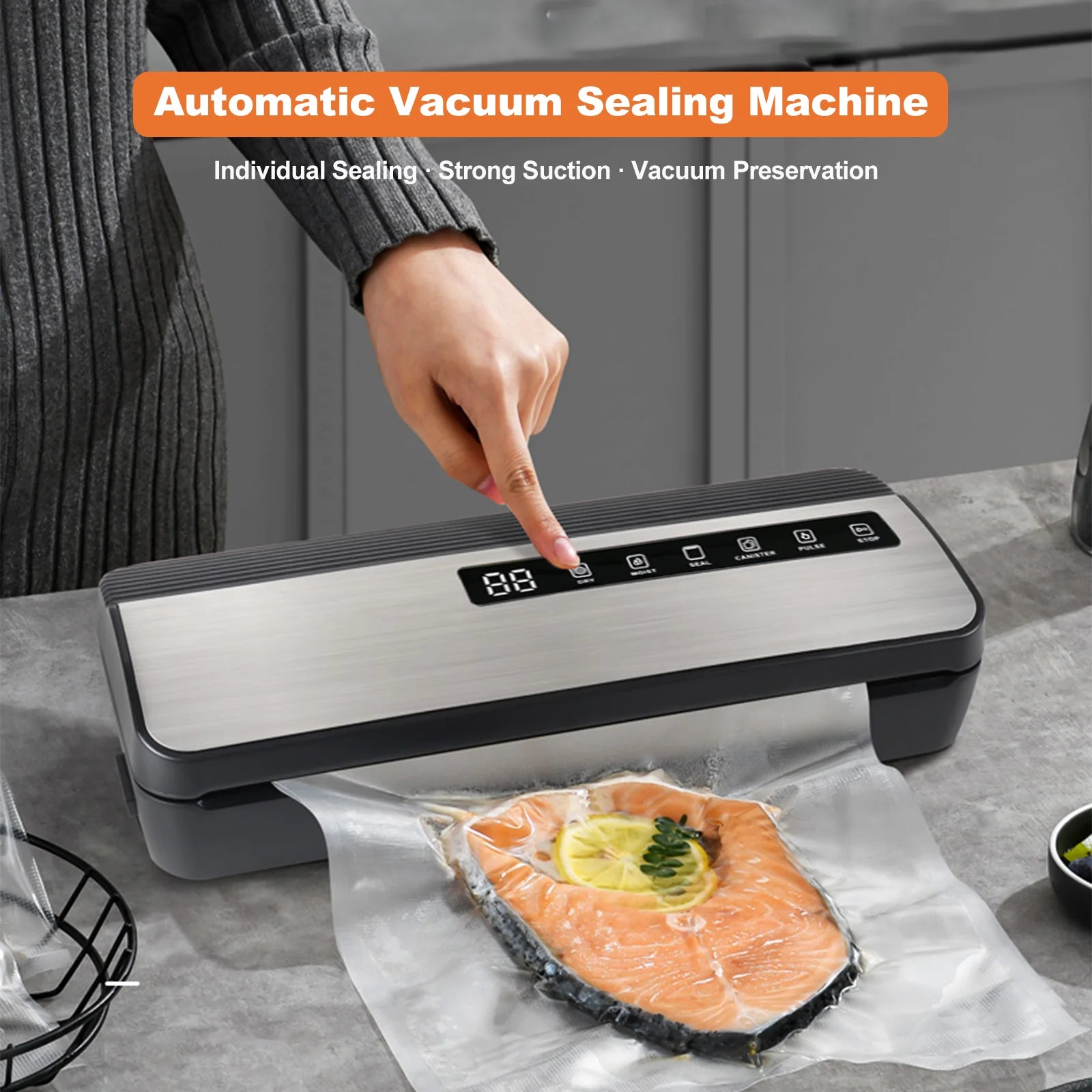 Ultimate Vacuum Sealer Machine - Compact Food Preservation System with Cutter, Hose Attachment, and 20 Sealer Bags for Perfect Sous Vide and Food Storage