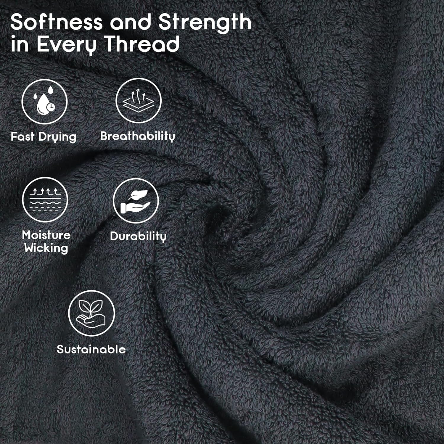Luxurious Grey Bath Towel Set of 4 - 100% Cotton, Extra Soft & Highly Absorbent, Perfect for Home, Gym, Pool, and Spa - 30 x 52 Inches