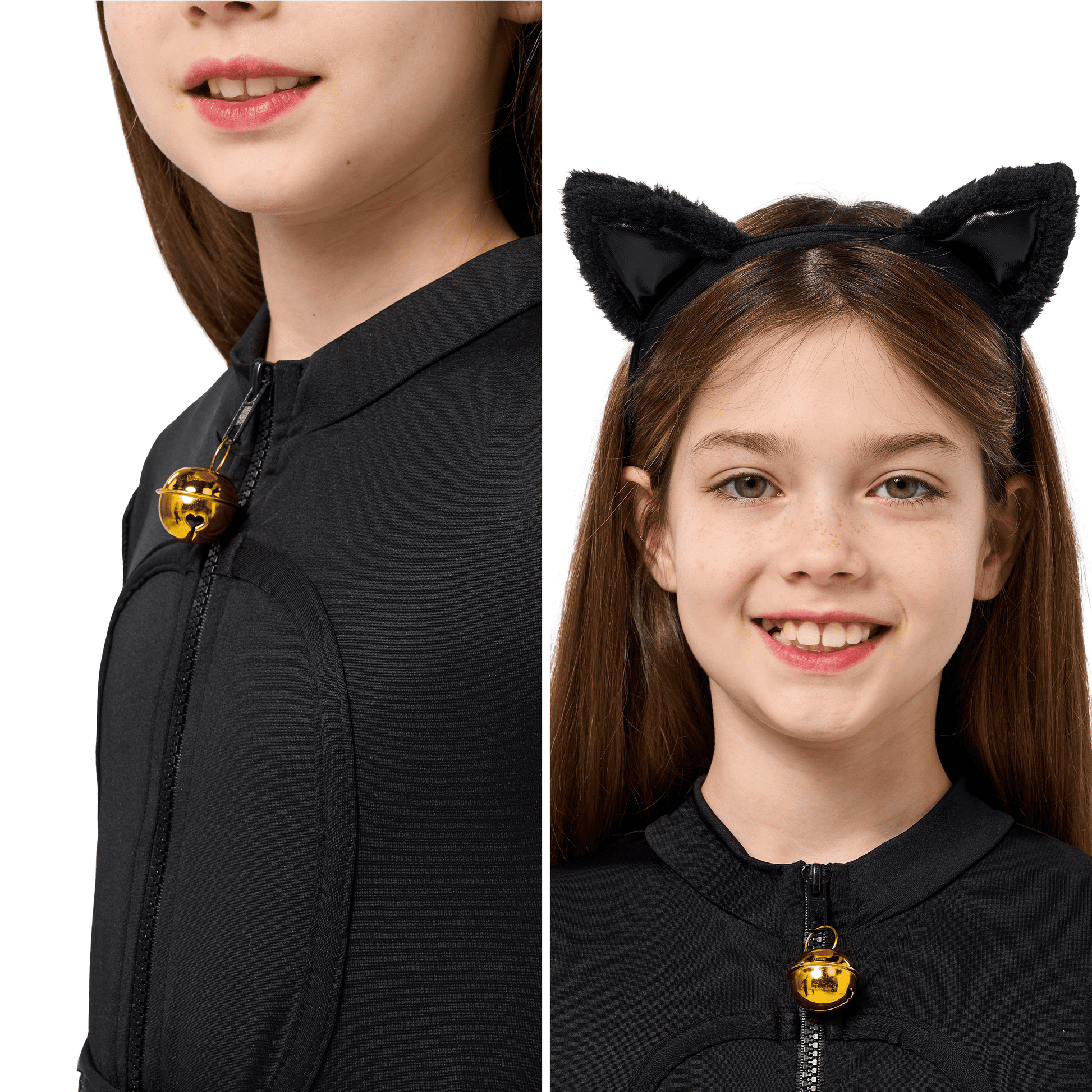 Enchanting Black Cat Costume for Girls - Complete Kids Cat Outfit Set with Tail for Halloween Fun and Cosplay Adventures