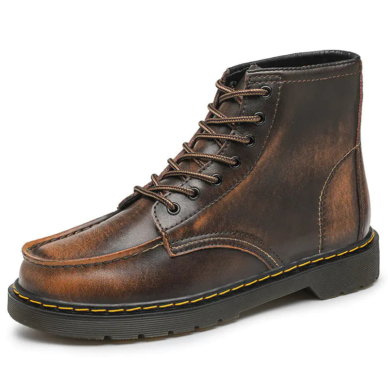 Men's High-Top Cowhide Trendy Tooling Boots