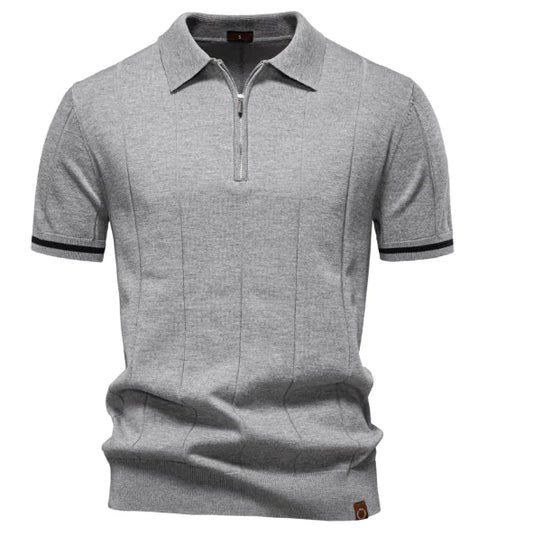 2025 Summer Men's Knit Cotton Polo Shirt (One Piece)