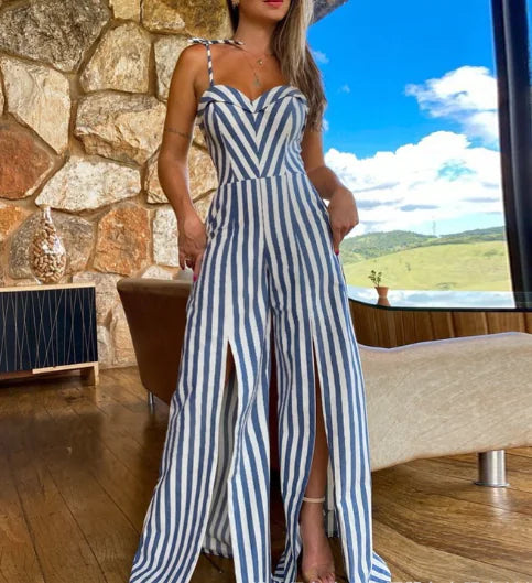 Amazon 2023 European Style Striped Jumpsuit