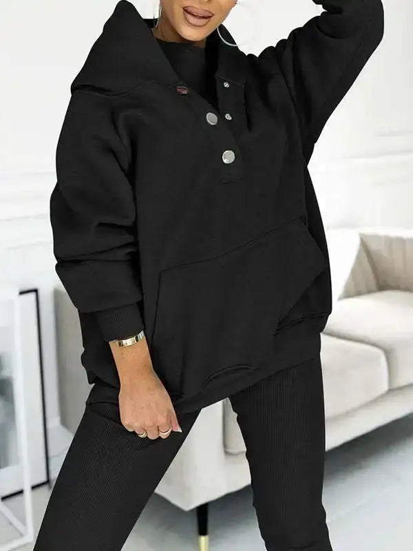 Women's Tracksuit Set Black Front