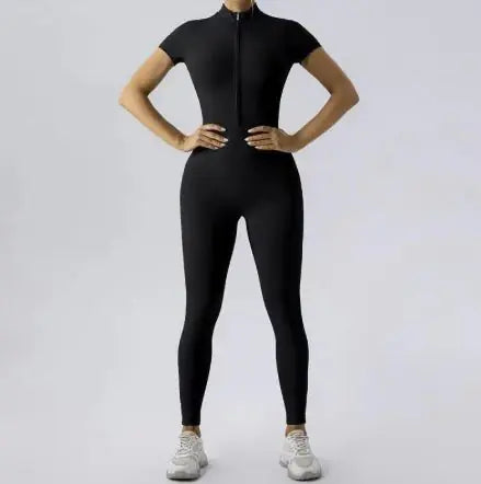 European & American Zipper Yoga Jumpsuit