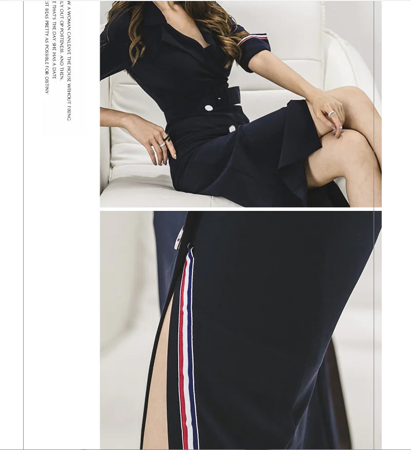 Suit Skirt with Side Slit - Bodycon Dress