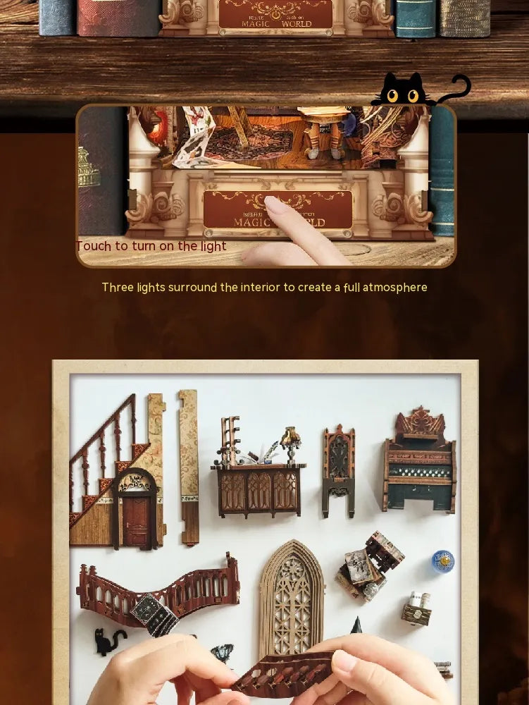 DIY Cottage Magic World 3D Stereo Book Stand