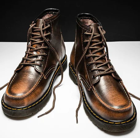 Men's High-Top Cowhide Trendy Tooling Boots