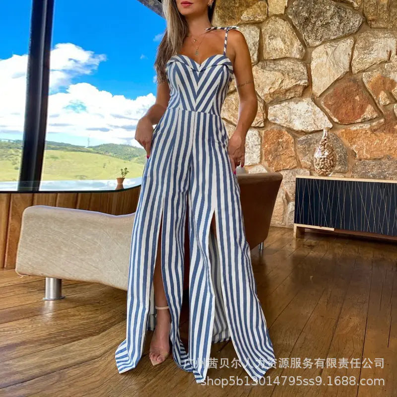 Amazon 2023 European Style Striped Jumpsuit
