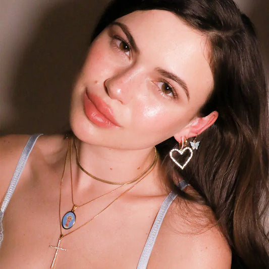 Fashion Rose Gold Heart Shaped Crystal Earrings