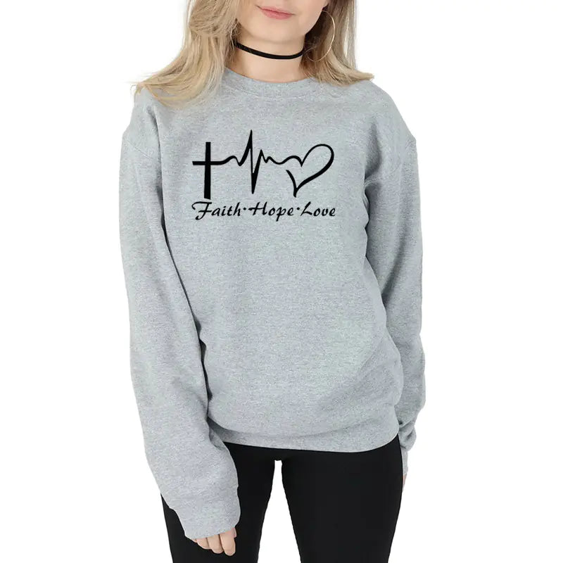 Faith Hope Love Graphic Long Sleeve Hoodie