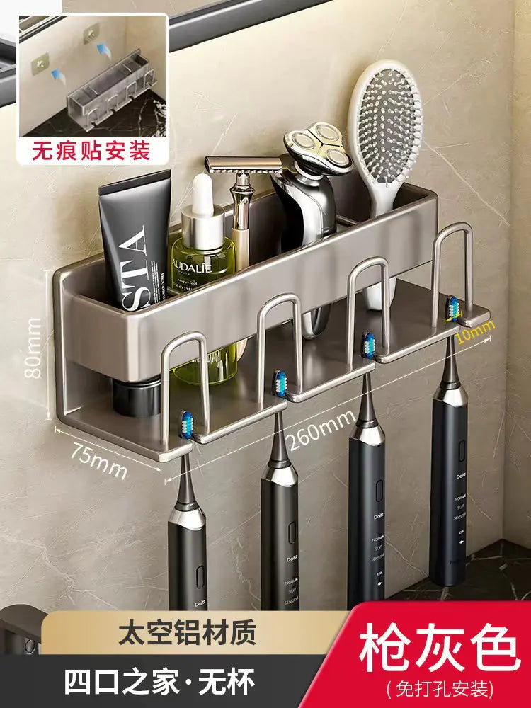 Wall-Mounted Toothbrush and Cup Holder for Bathroom