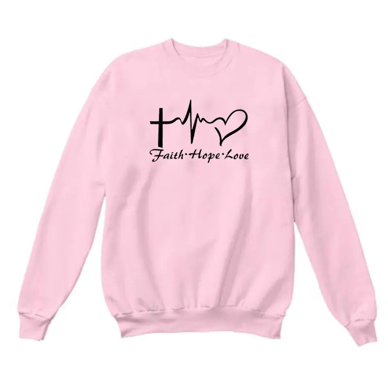 Faith Hope Love Graphic Long Sleeve Hoodie