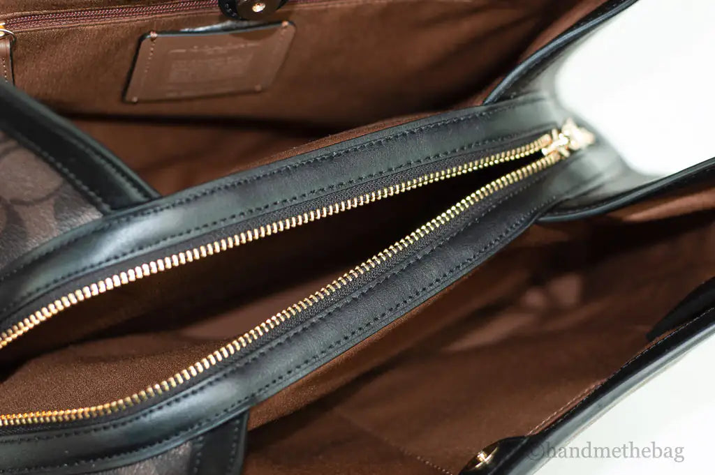 Coach (C6831) Kristy Medium Signature Khaki Brown Block Canvas Shoulder Handbag