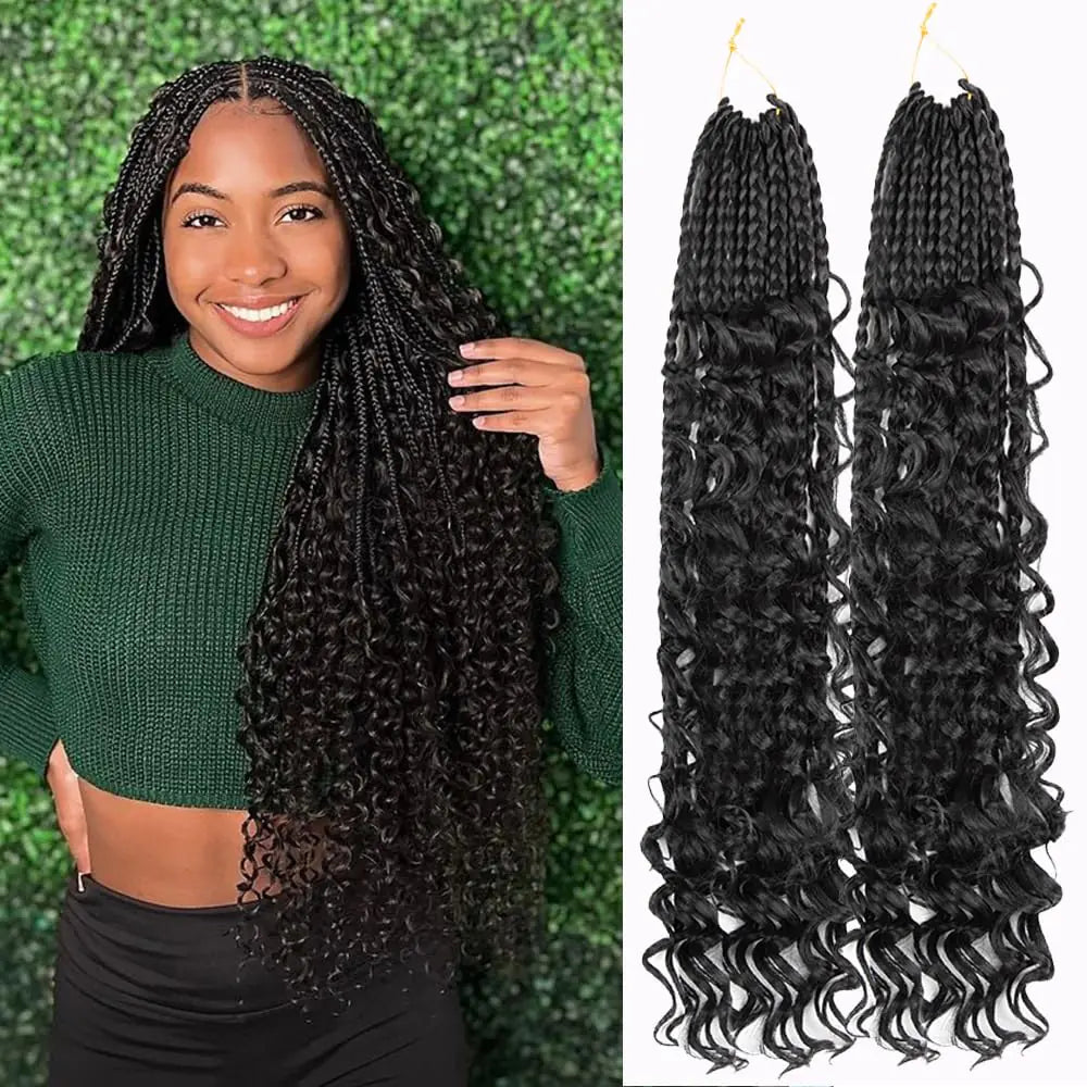 Goddess Box Braids Boho Crochet Hair 18 Inch 2 Packs