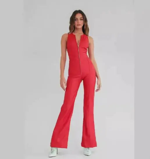 Slim Fit Denim Backless Jump Suit 3
