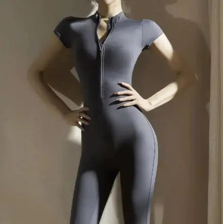 European & American Zipper Yoga Jumpsuit