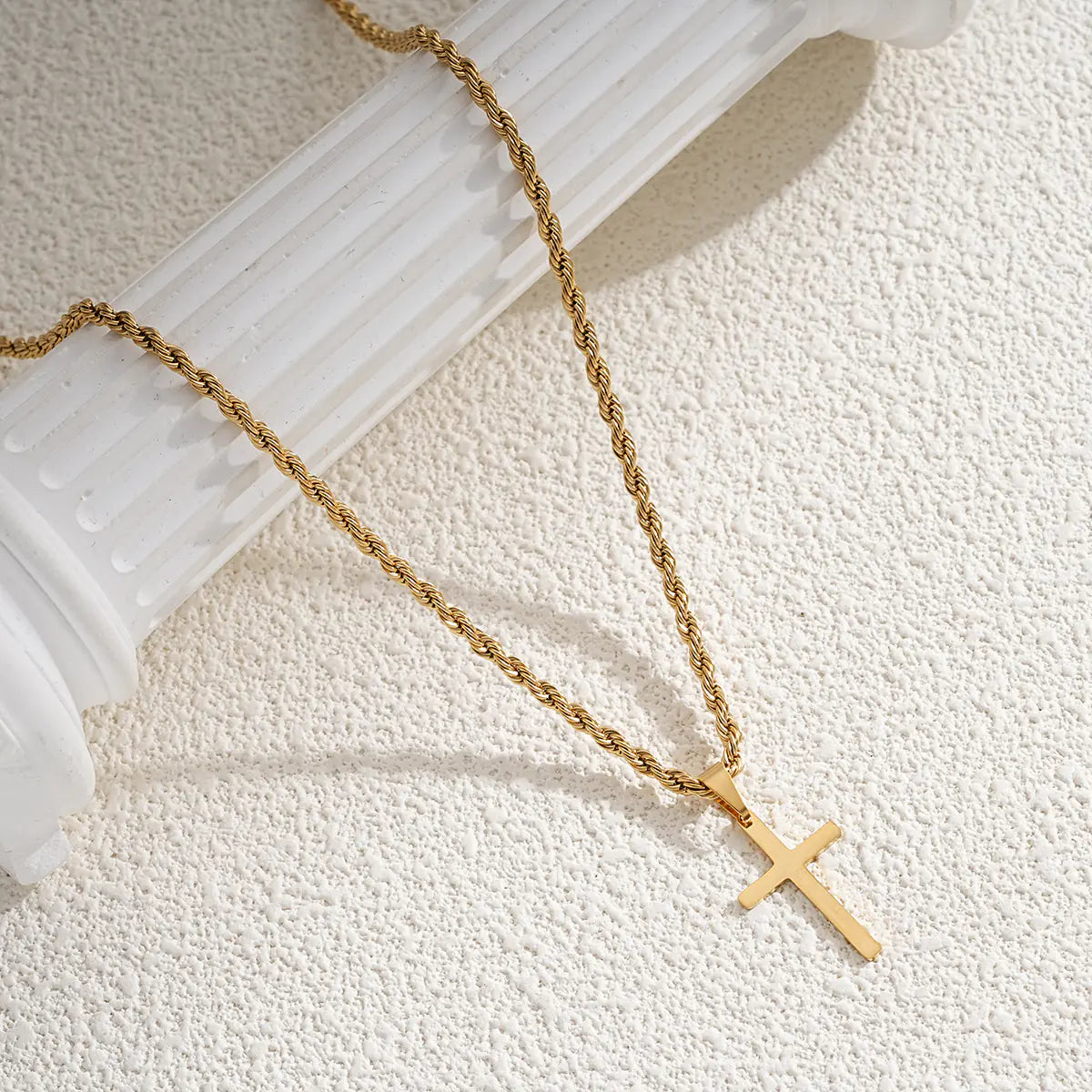 Stainless Steel Cross Necklace - gold