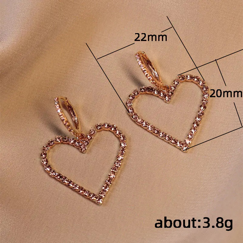 Fashion Rose Gold Heart Shaped Crystal Earrings