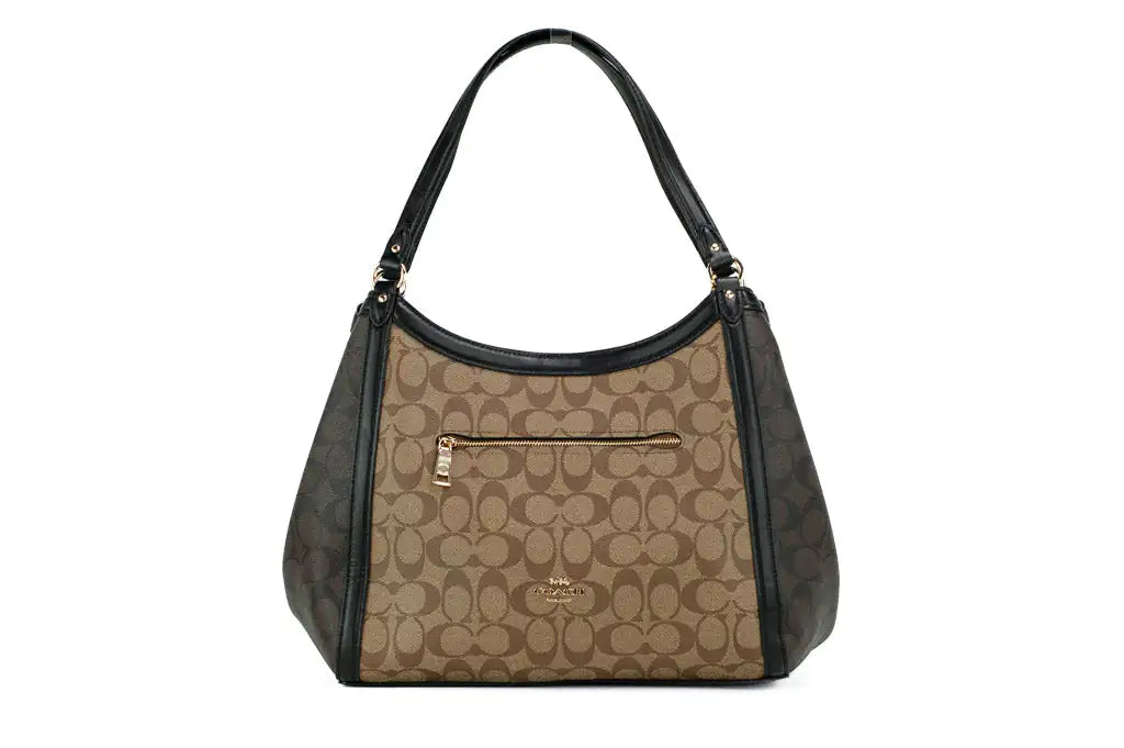 Coach (C6831) Kristy Medium Signature Khaki Brown Block Canvas Shoulder Handbag