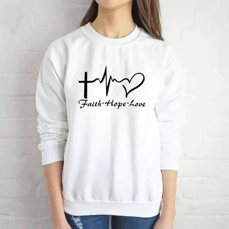 Faith Hope Love Graphic Long Sleeve Hoodie